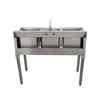 Universal 38" 3 Bowl Underbar Sink with Faucet