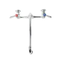 Universal 14” Low Lead Wall Mount Swing Spout Faucet - 8” Centers