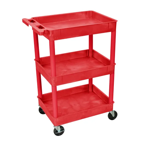 Luxor - STC111RD - Plastic 3 Shelf Utility Tub Cart - Red