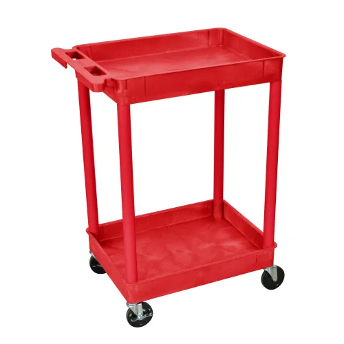 Luxor - STC11RD - Plastic 2 Shelf Utility Tub Cart - Red