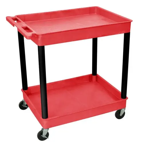 Luxor - RDTC11BK - Plastic 2 Shelf Utility Tub Cart - Red