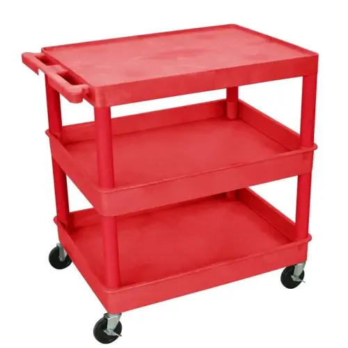 Luxor - TC211RD - Plastic 3 Shelf Utility Tub Cart - Red