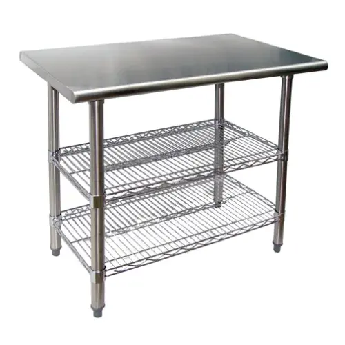 Universal TS2424 - 24" X 24" Stainless Steel Work Table W/ Wire Under Shelves