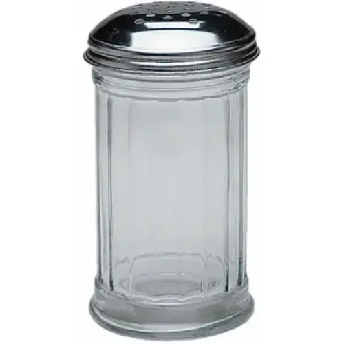 Update International SK-FPF - 5.5" x 3" x 3" - Glass Shaker Jar with Stainless Steel Perforated Top  