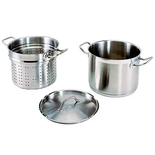 Update International SPSA-12 - 10.75" x 9.5" x 10.75" - Stainless Steel Induction Ready Steel Pasta Cooker with Cover and Strainer   