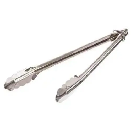 Update International ST-12 - 12" x 1" x 0.81" - Stainless Stainless Steel Spring Tongs with Locking Ring  