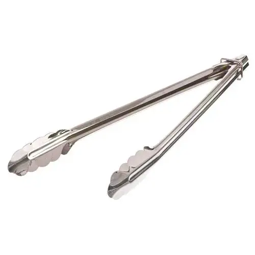 Update International ST-12LR - 11.63" x 1" x 1.38" - Stainless Stainless Steel Spring Tongs with Locking Ring  