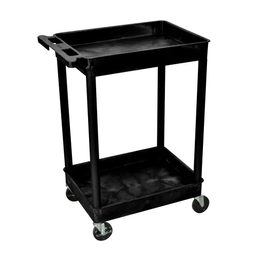 Luxor - STC11B - Plastic 2 Shelf Utility Tub Cart - Black