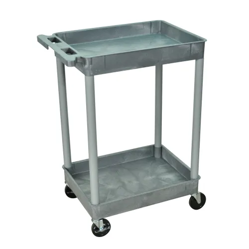 Luxor - STC11G - Plastic 2 Shelf Utility Tub Cart - Gray