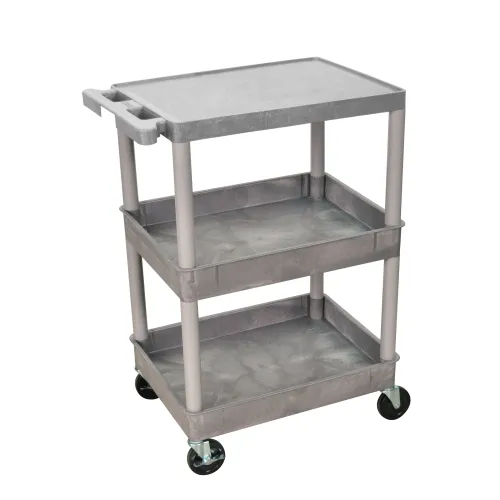 Luxor - STC211G - Plastic 3 Shelf Utility Tub Cart - Gray