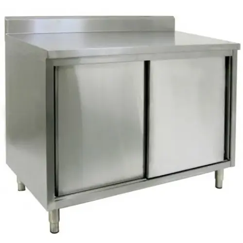 30" X 60" Stainless Steel Cabinet - Sliding Doors - w/ Backsplash