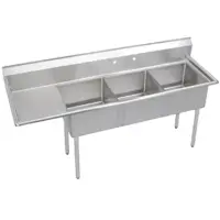 Universal LJ1216-3R - 51" Three Compartment Sink W/ Right Drainboard