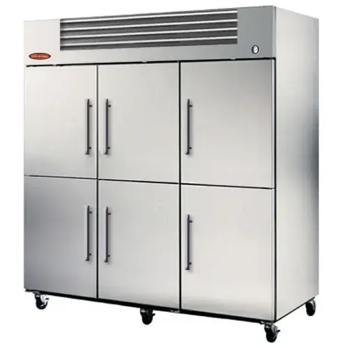 Universal RIC78SC-HD-TM - 78" Stainless Steel Half Door Reach In Refrigerator - Top Mount Compressor