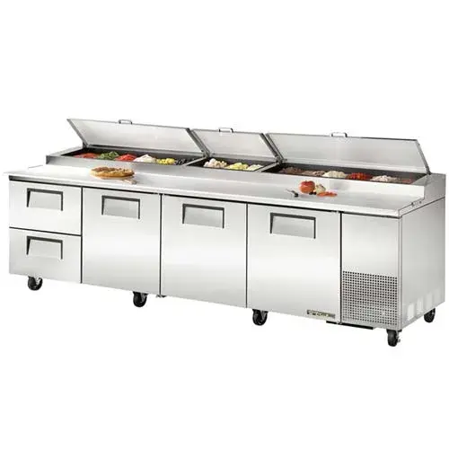 True TPP-119D-2 - 119.5" Pizza Prep Table 1 Drawer & 3 Doors Holds 15, 1/3 Size Pans