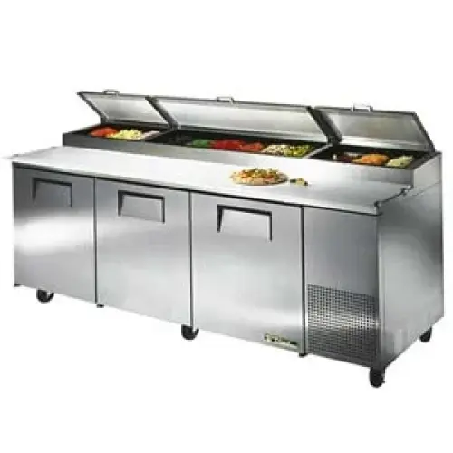 True TPP-93 - 93.5" Pizza Prep Table Three Doors, 1/3 Size Pans