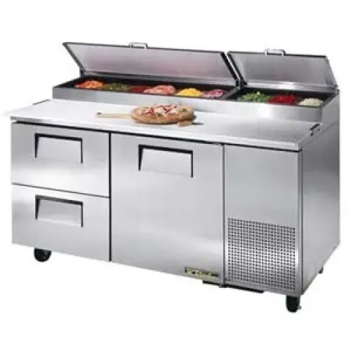 True TPP67D2 - 67" Pizza Prep Table 2 Drawer/1 Door Holds 9, 1/3 Size Pans