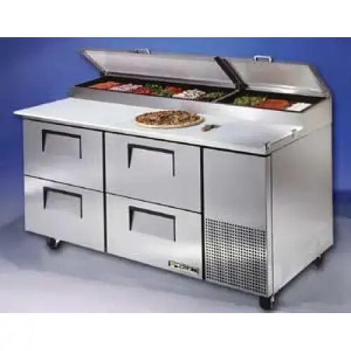 True TPP67D4 - 67" Pizza Prep Table 4 Drawers Holds 9, 1/3 Size Pans