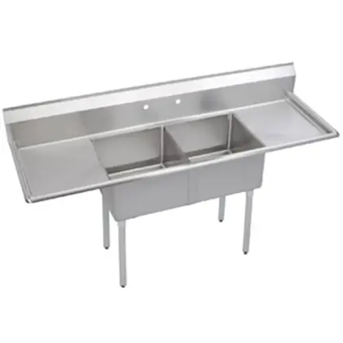 Universal LJ2424-2RL-D - 98" Two Compartment Deep Draw Sink W/ Two Drainboards