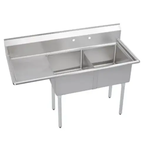 Universal LJ1515-2L - 48" Two Compartment Sink W/ Left Drainboard