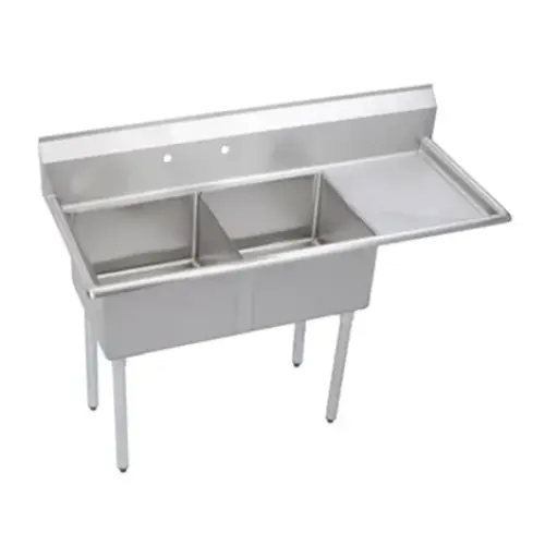 Universal LJ2424-2R-D - 77" Two Compartment Sink W/ Right Drainboard