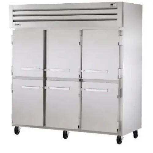 True STR3R-6HS 78" Spec Series Stainless Steel Half Door Reach In Refrigerator