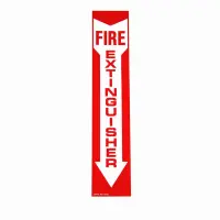 Universal  472E1102G - White on Red Glow-in-the-Dark Fire Extinguisher Adhesive Label with Arrow - 4" x 18"